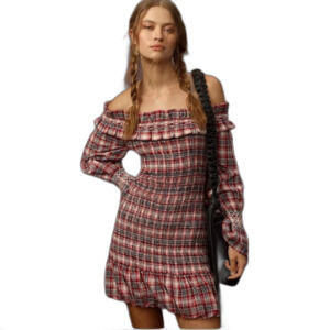 Pilcro Red and White Plaid Mini Dress